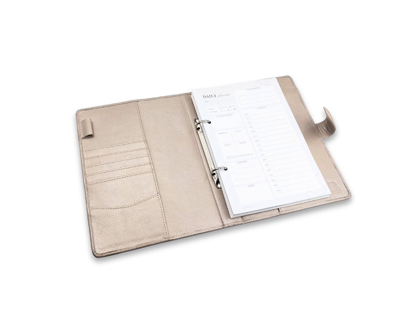 Luxury Full Grain Leather A5 Planner Binder - Champagne