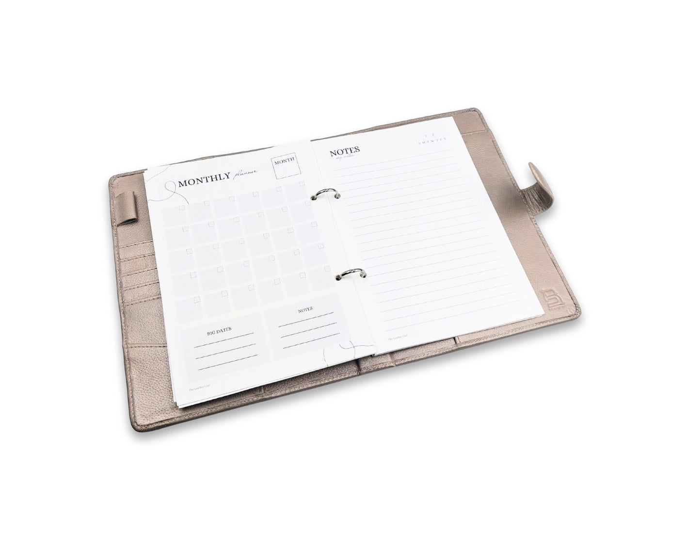 Luxury Full Grain Leather A5 Planner Binder - Champagne