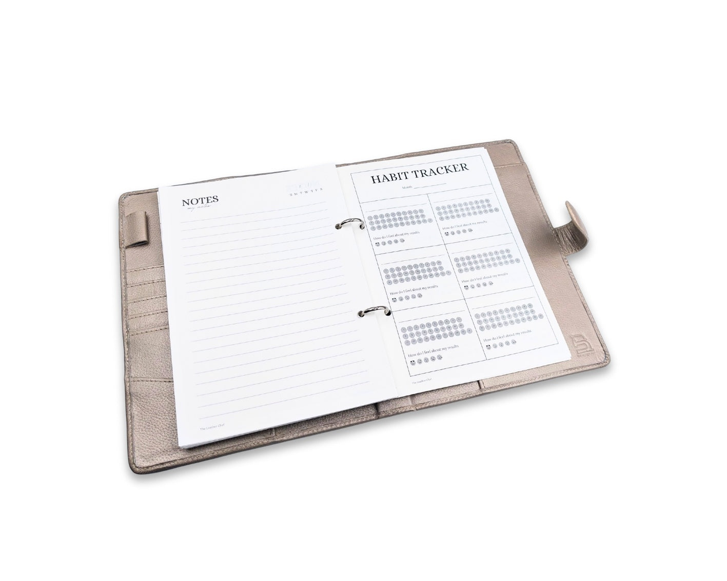 Luxury Full Grain Leather A5 Planner Binder - Champagne