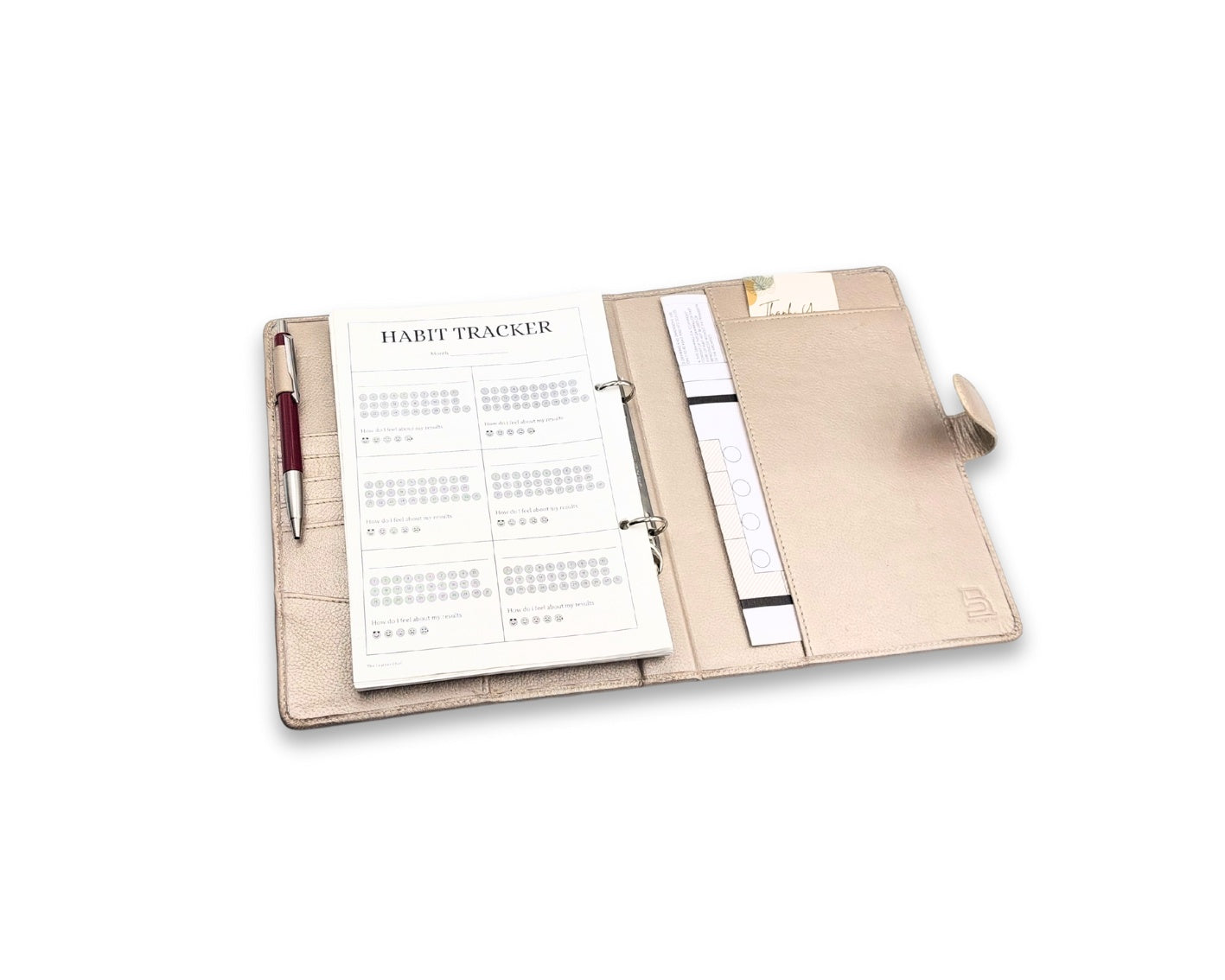 Luxury Full Grain Leather A5 Planner Binder - Champagne