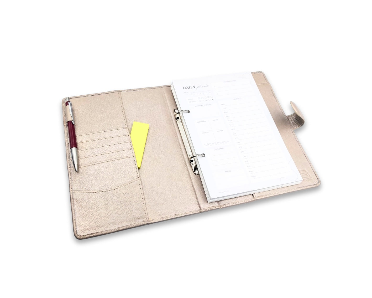 Luxury Full Grain Leather A5 Planner Binder - Champagne