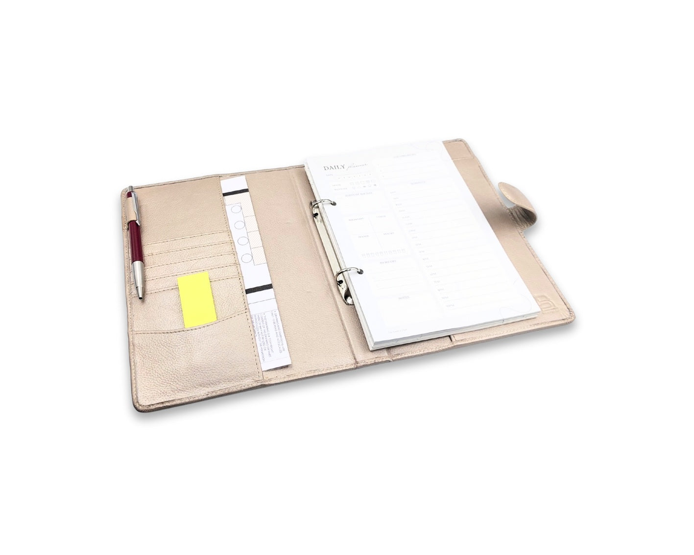 Luxury Full Grain Leather A5 Planner Binder - Champagne