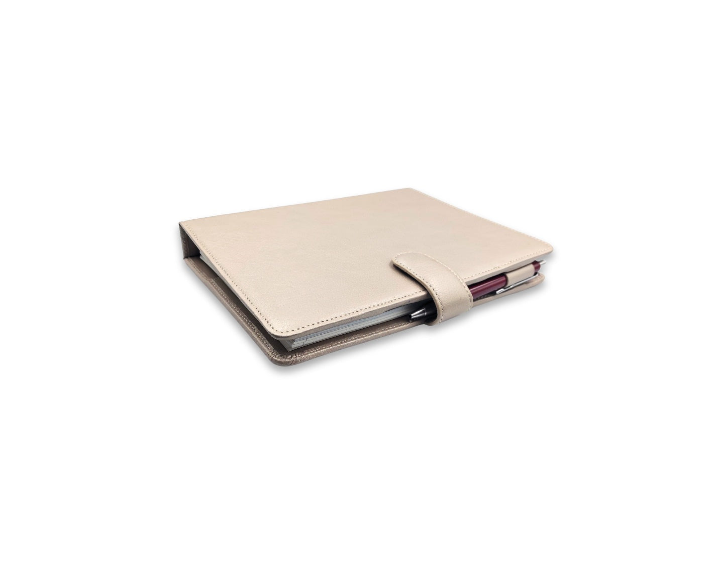 Luxury Full Grain Leather A5 Planner Binder - Champagne