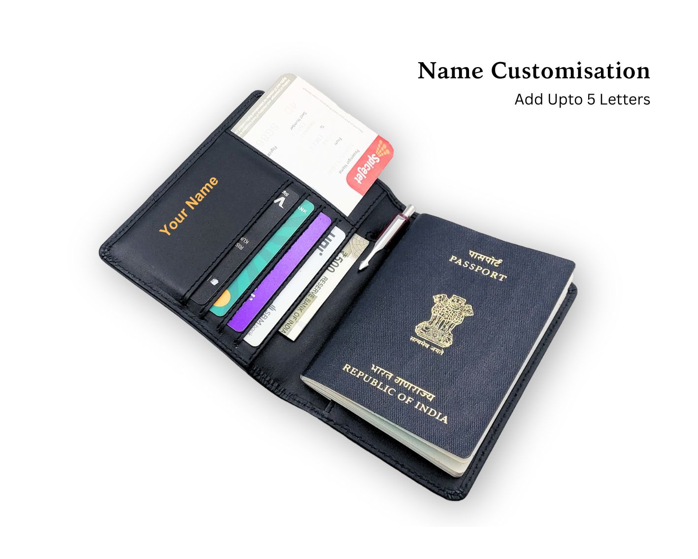 Ashoka Elite Passport Wallet - Black (With your Name Customisation)