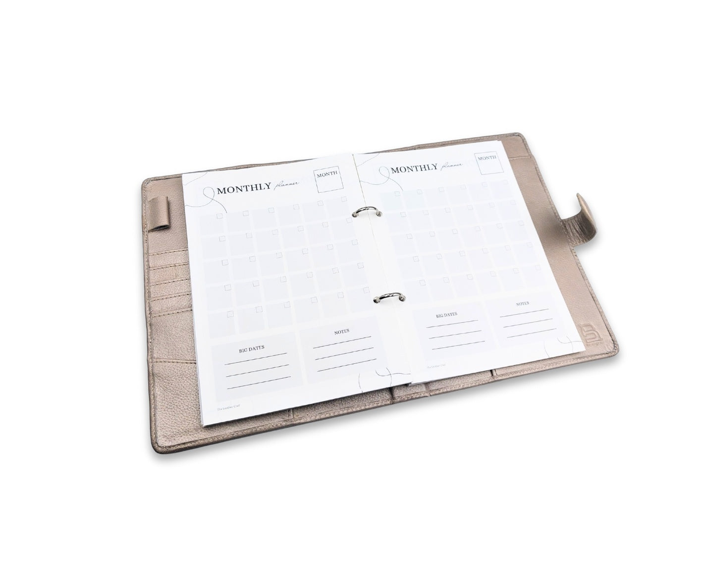Luxury Full Grain Leather A5 Planner Binder - Champagne