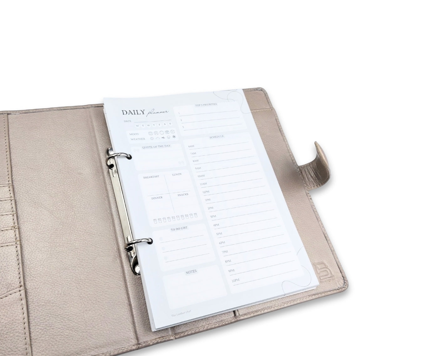 Luxury Full Grain Leather A5 Planner Binder - Champagne