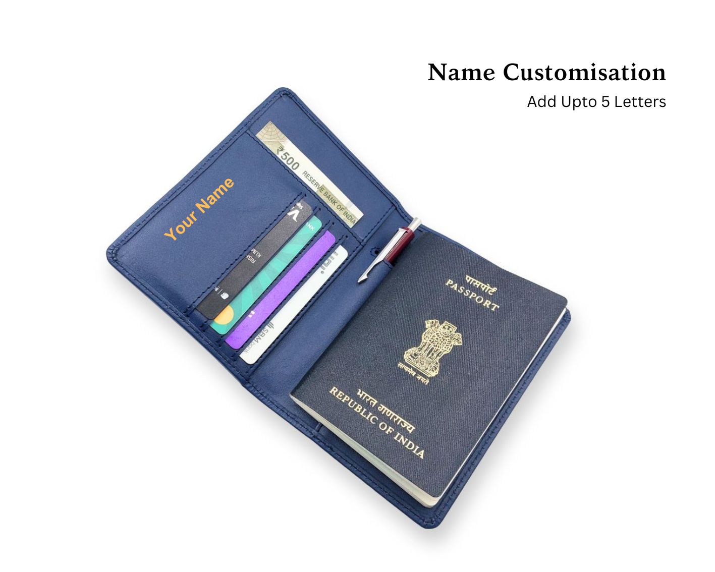Ashoka Elite Passport Wallet - Blue (With your Name Customisation)