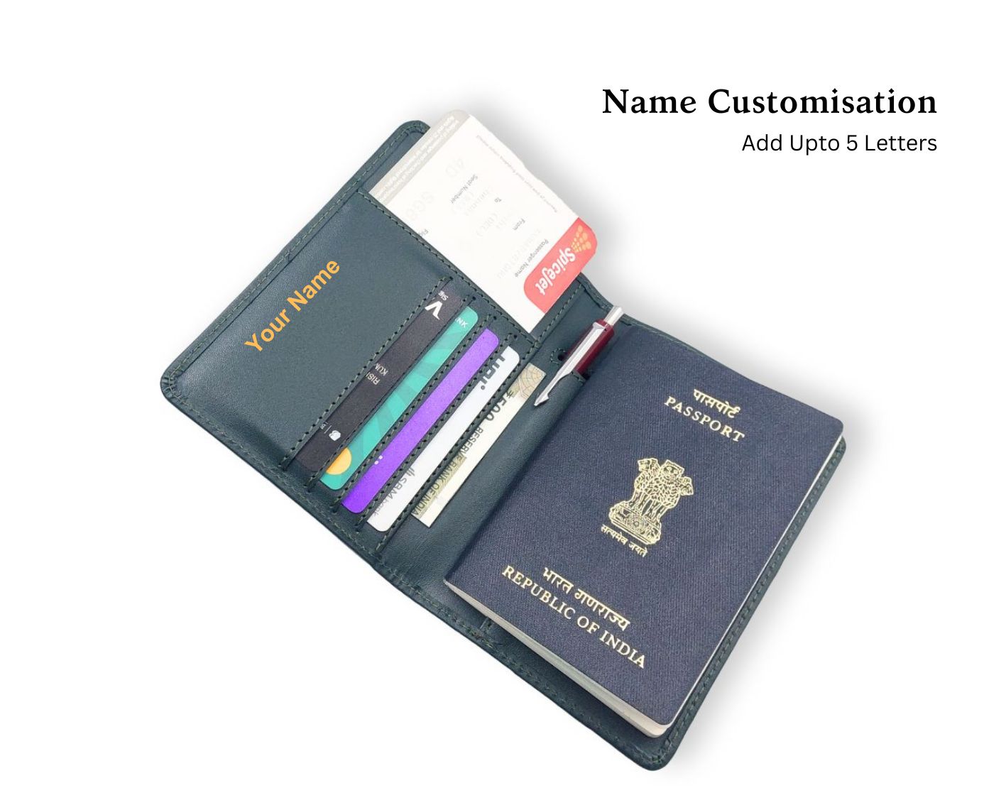 Ashoka Elite Passport Wallet - Green (With Your Name Customisation)