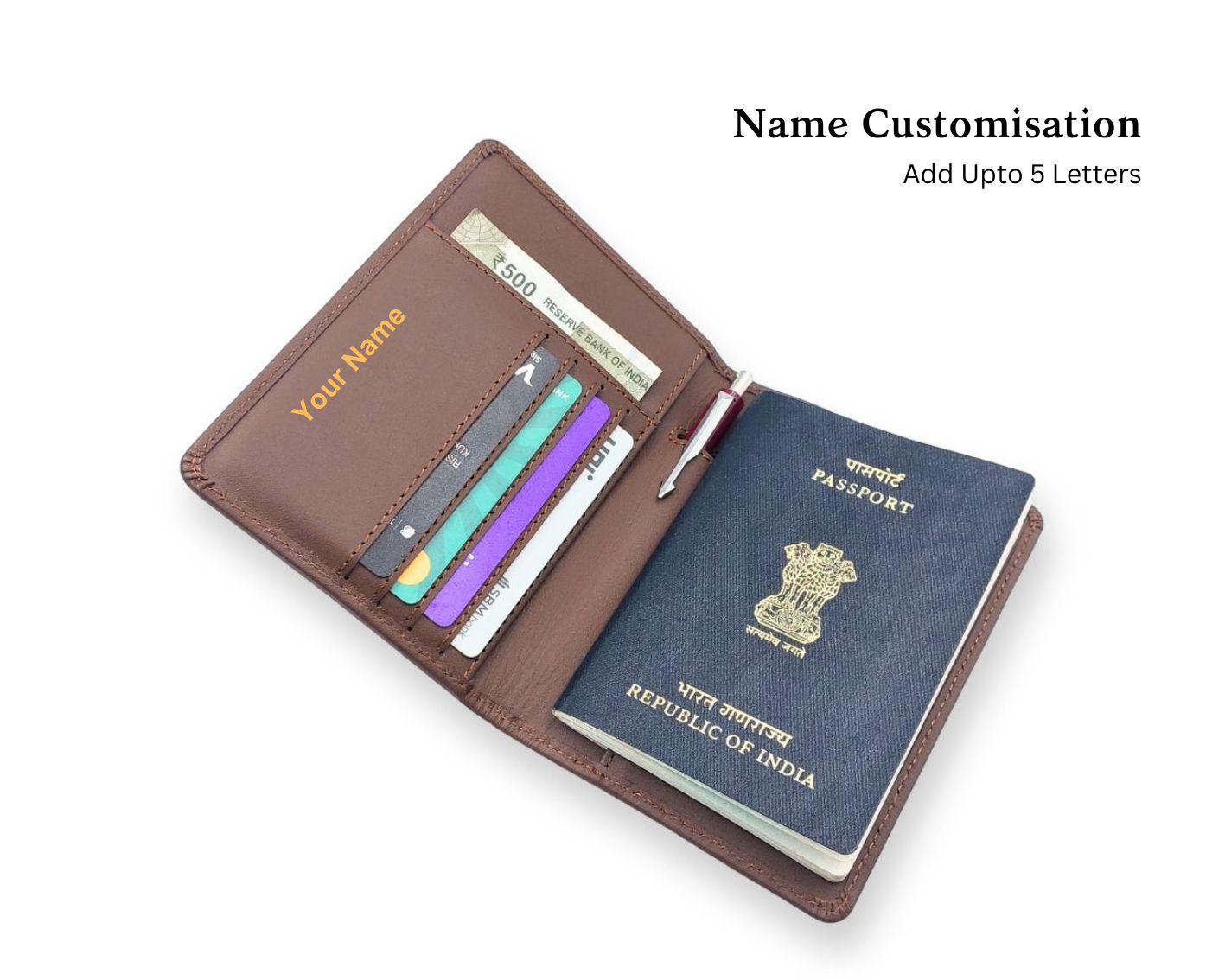 Ashoka Elite Passport Wallet - Tan (With your Name Customisation)