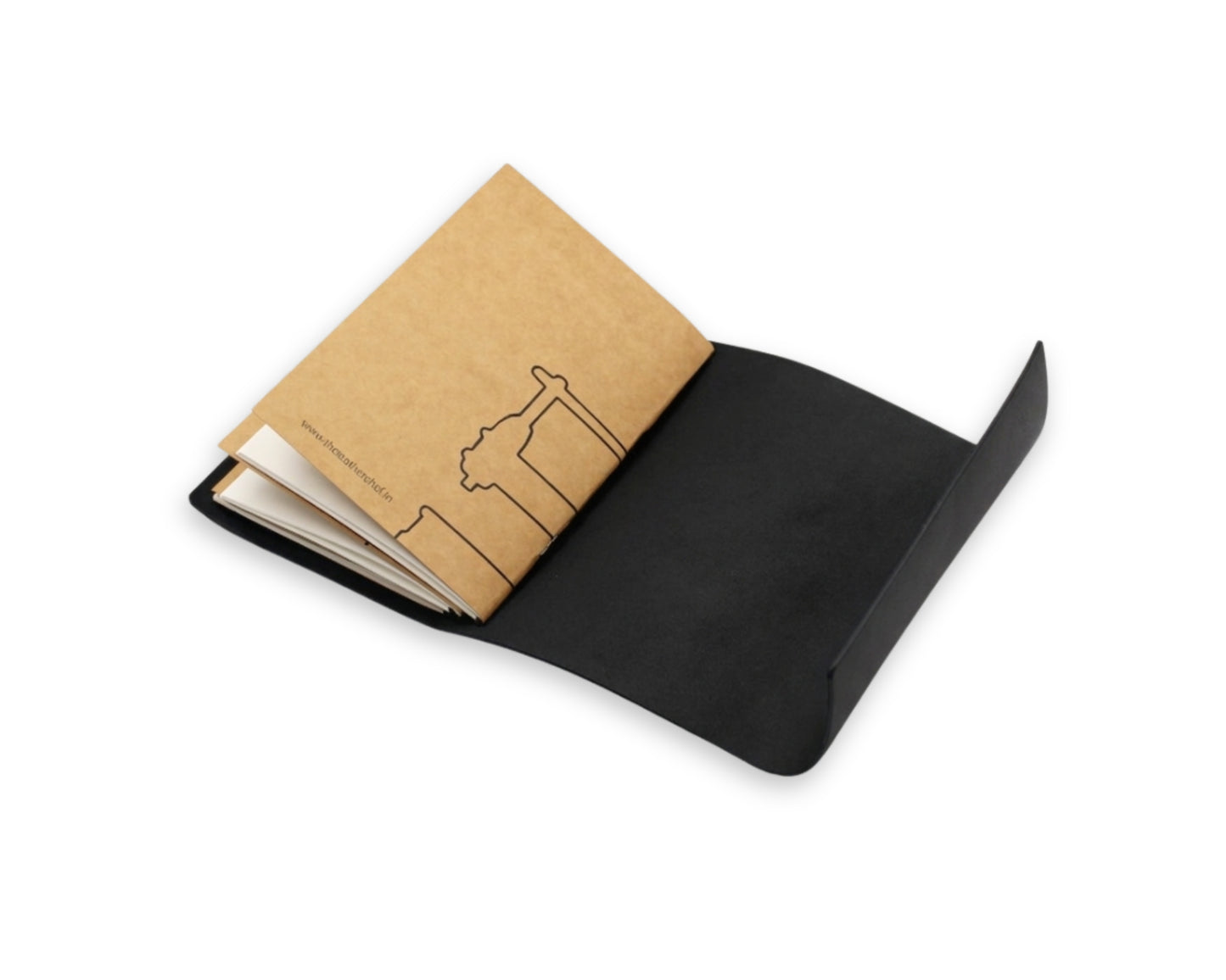 Handmade Leather Trifold Field Journal –Black- Travel Notebook (With your Name Customisation)