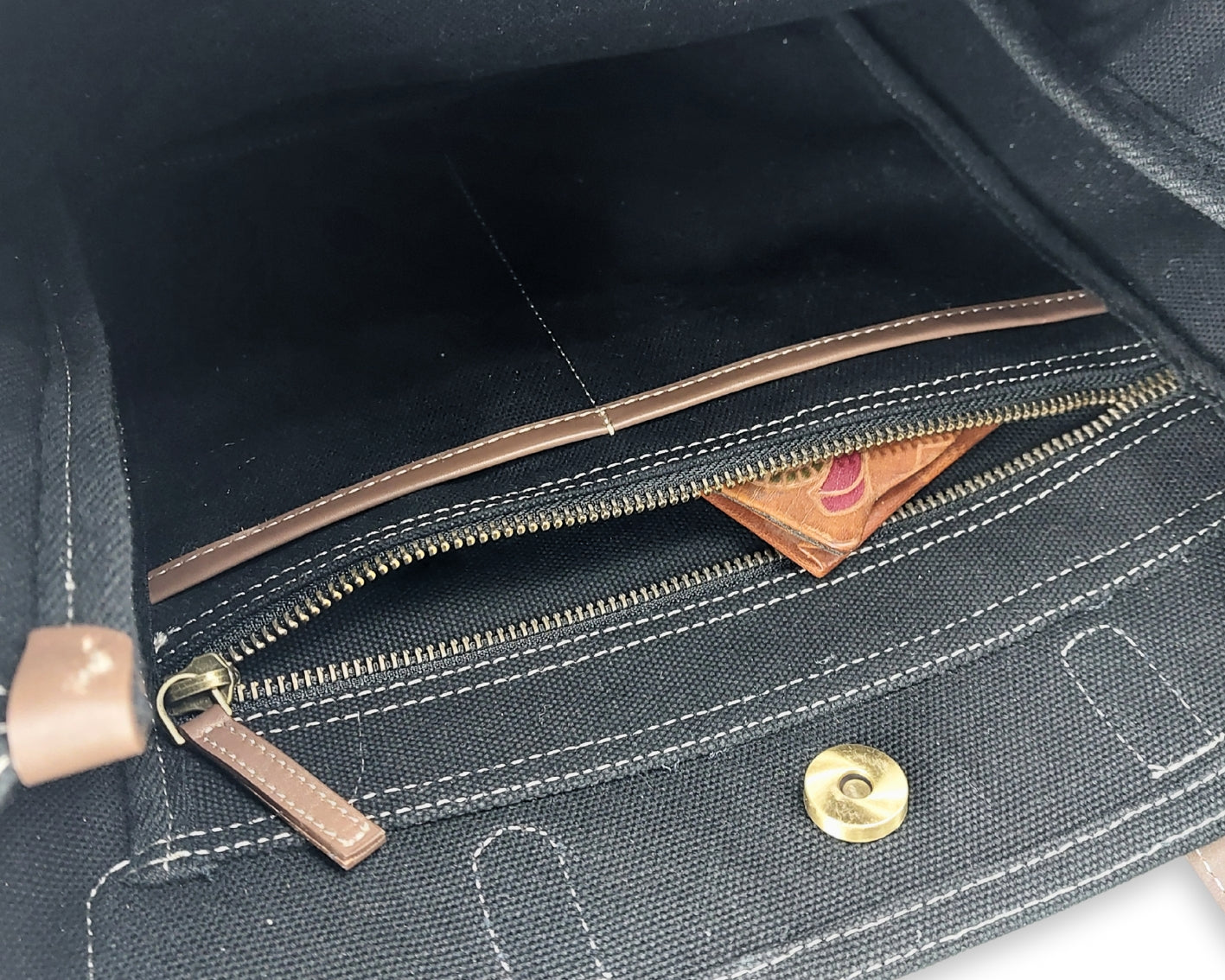 All Day Leather Canvas Tote Bag – Black & Tan