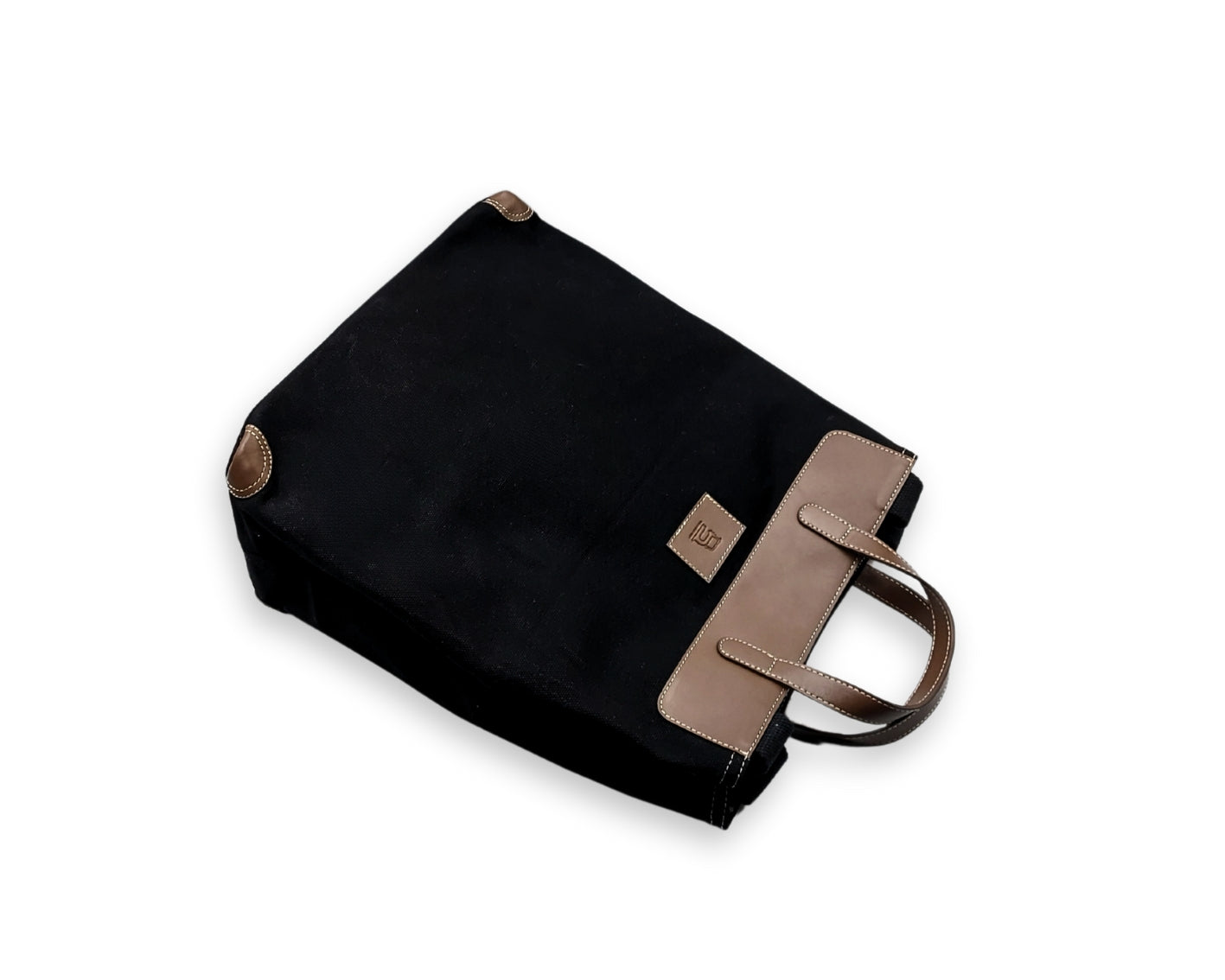 All Day Leather Canvas Tote Bag – Black & Tan