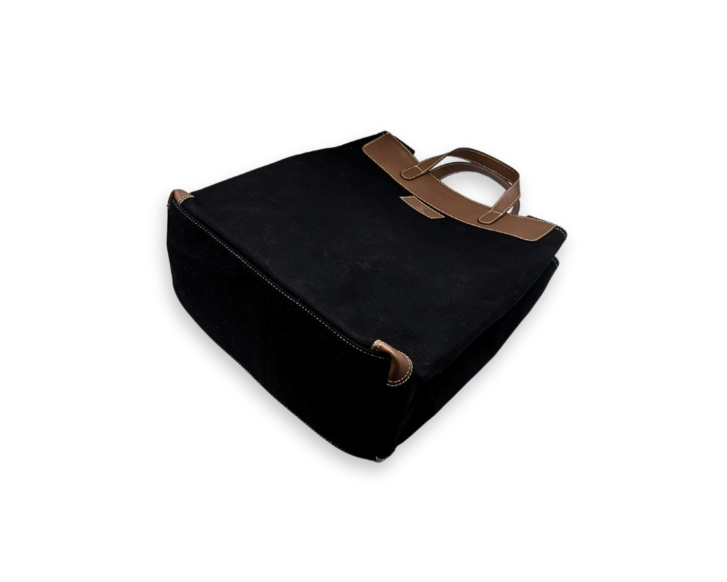 All Day Leather Canvas Tote Bag – Black & Tan