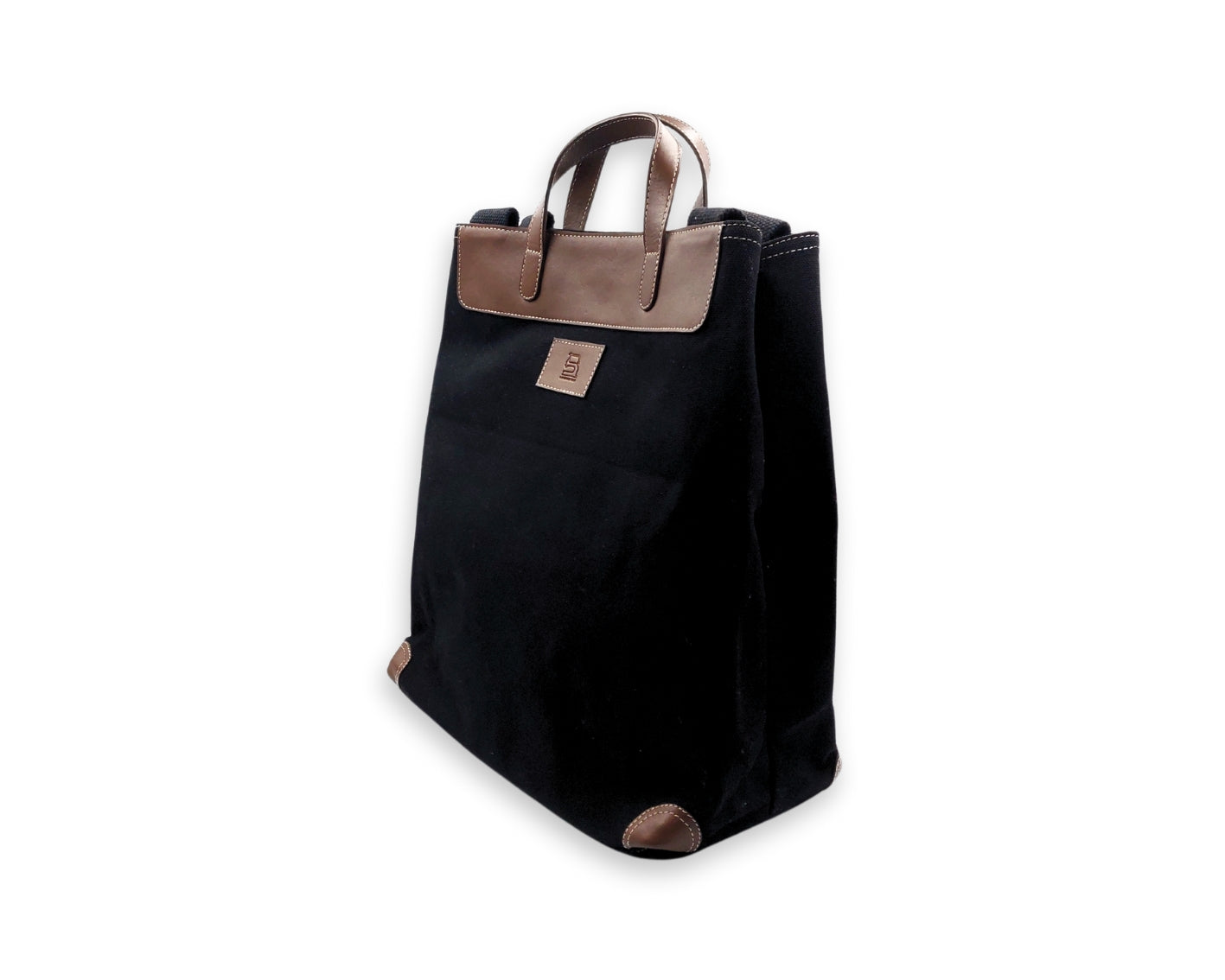 All Day Leather Canvas Tote Bag – Black & Tan