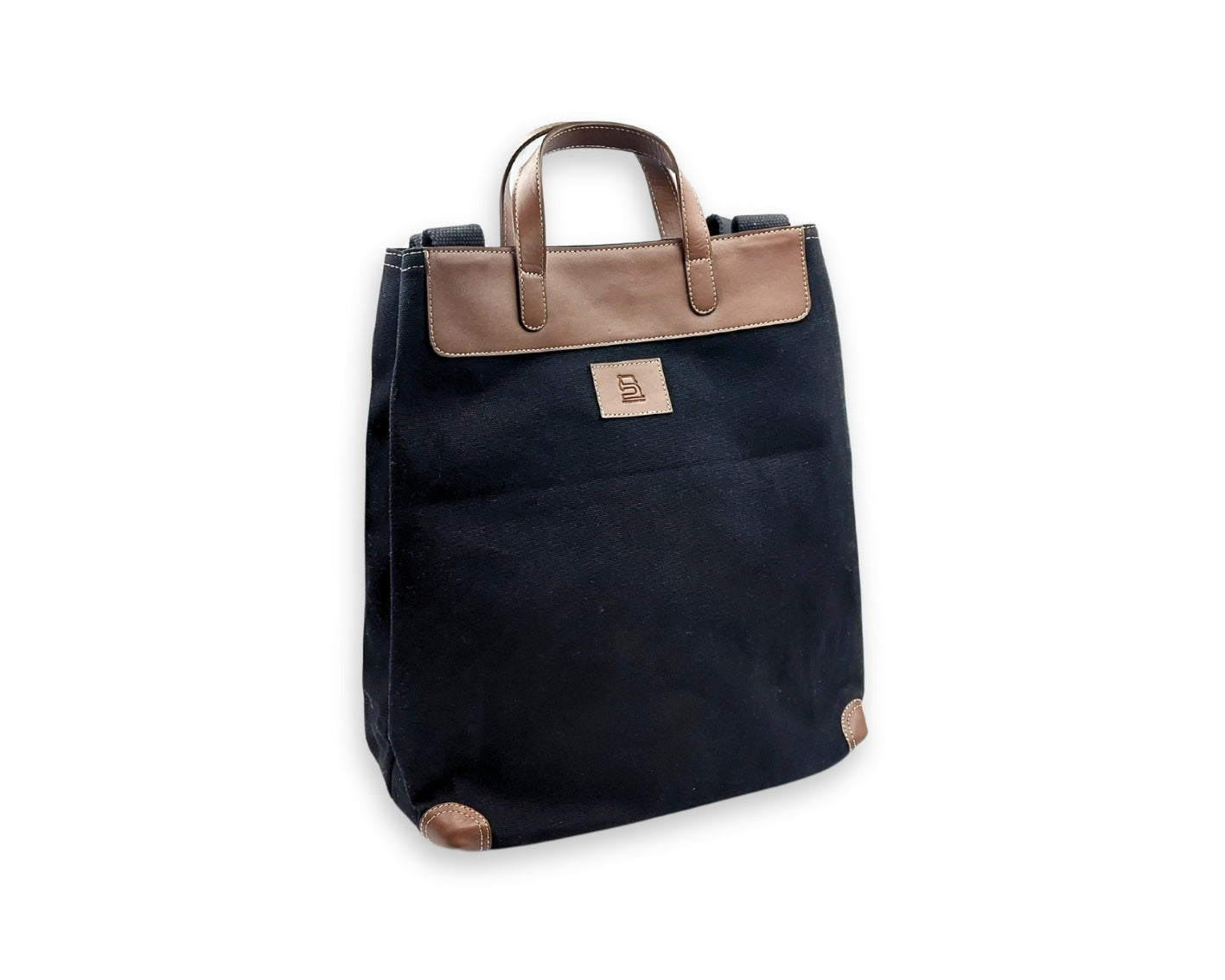 All Day Leather Canvas Tote Bag – Black & Tan