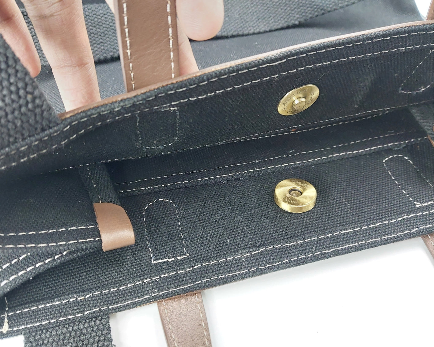 All Day Leather Canvas Tote Bag – Black & Tan