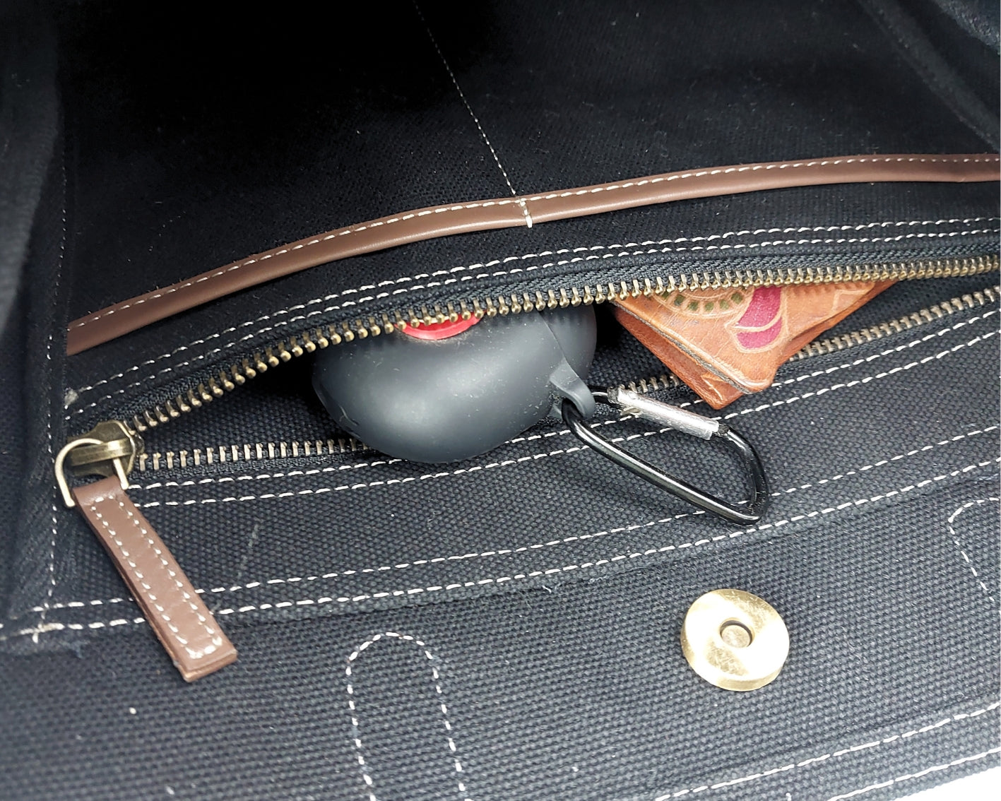 All Day Leather Canvas Tote Bag – Black & Tan