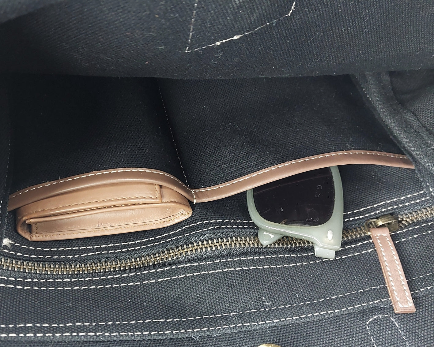 All Day Leather Canvas Tote Bag – Black & Tan