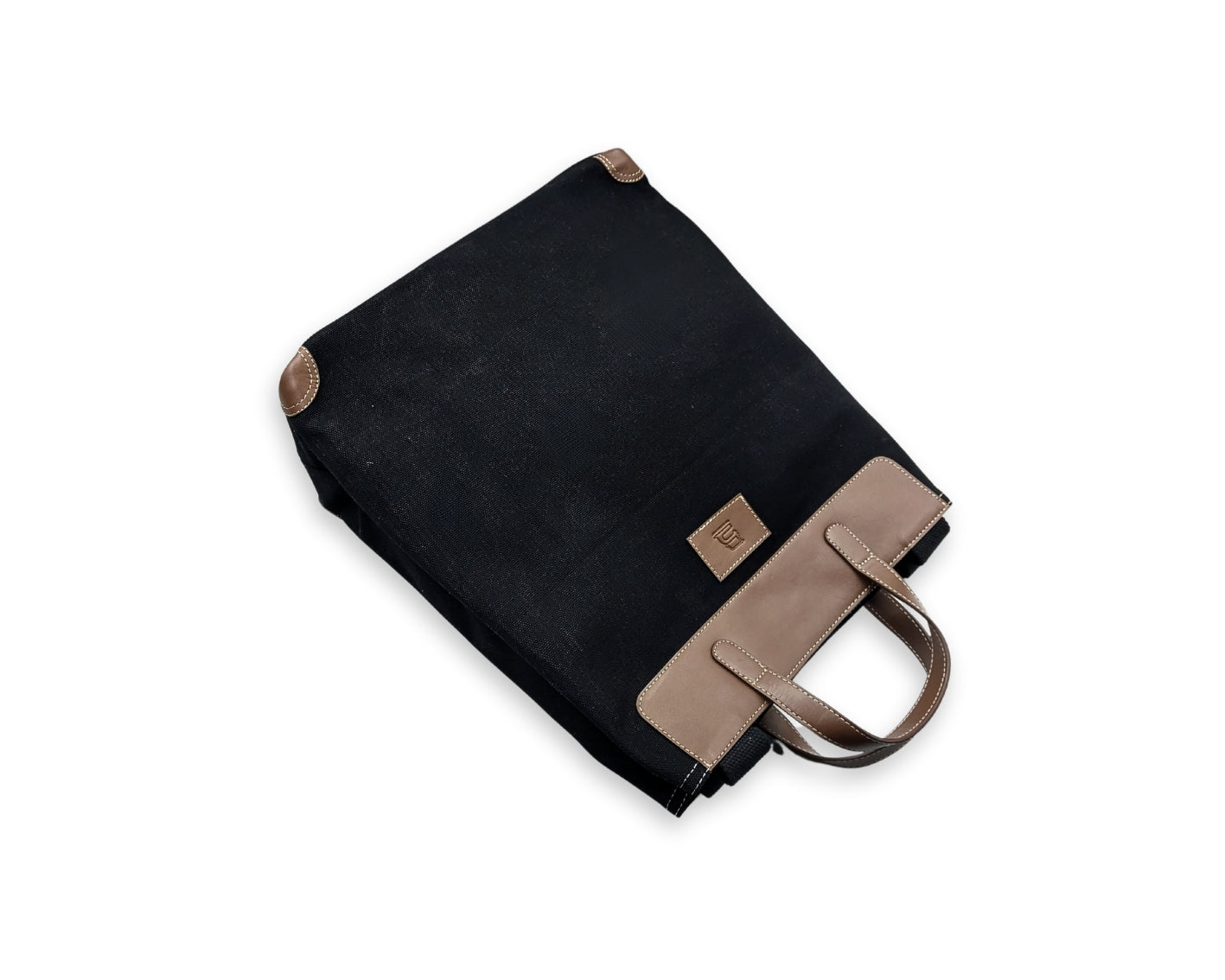 All Day Leather Canvas Tote Bag – Black & Tan