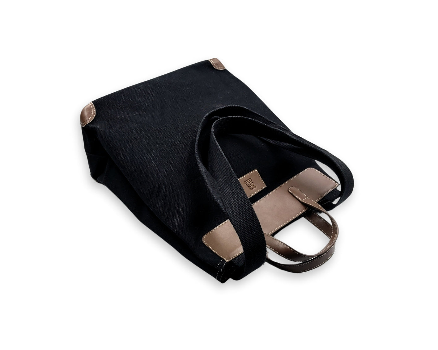 All Day Leather Canvas Tote Bag – Black & Tan