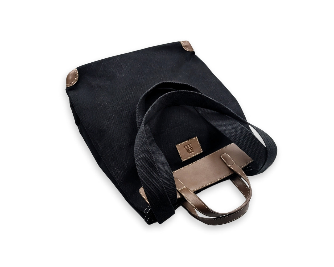 All Day Leather Canvas Tote Bag – Black & Tan