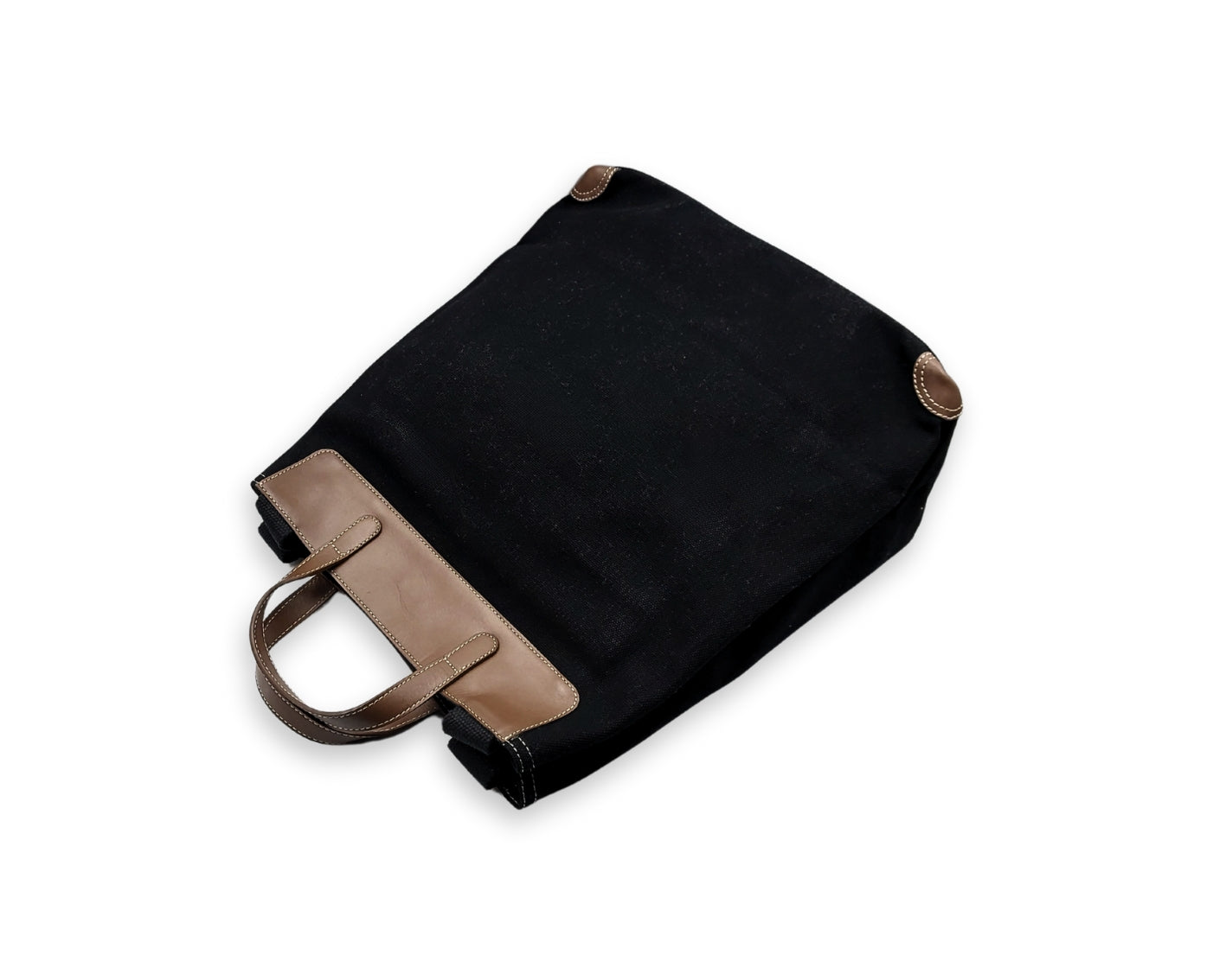 All Day Leather Canvas Tote Bag – Black & Tan