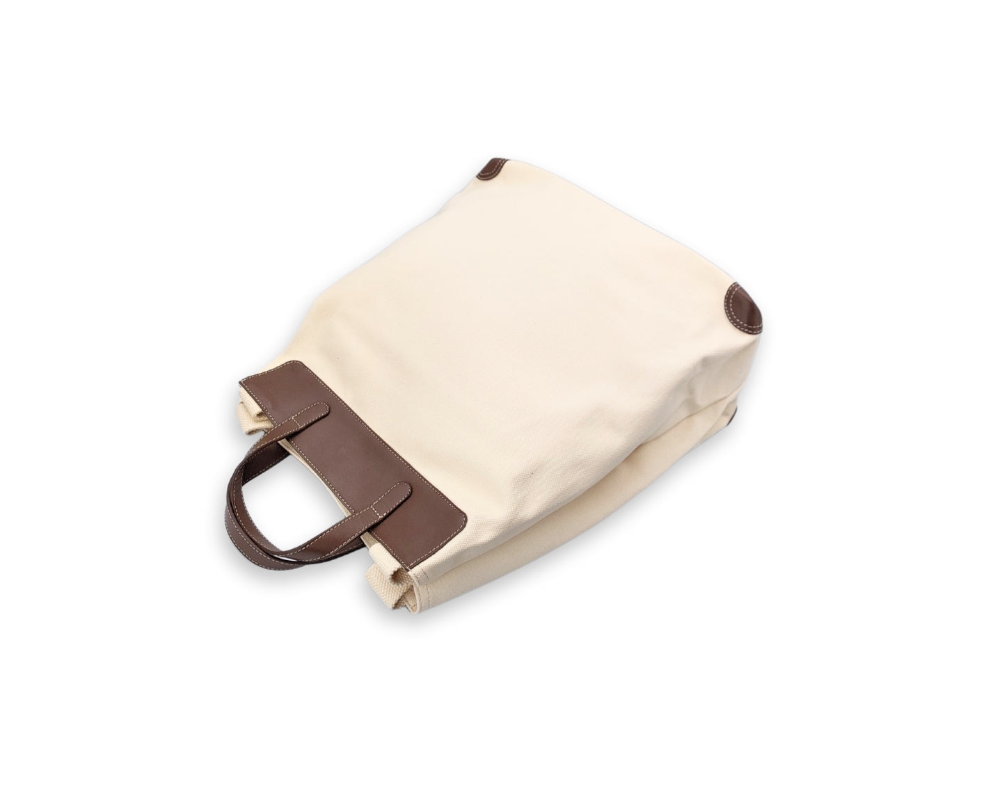 All Day Tote - White Canvas + Tan Leather