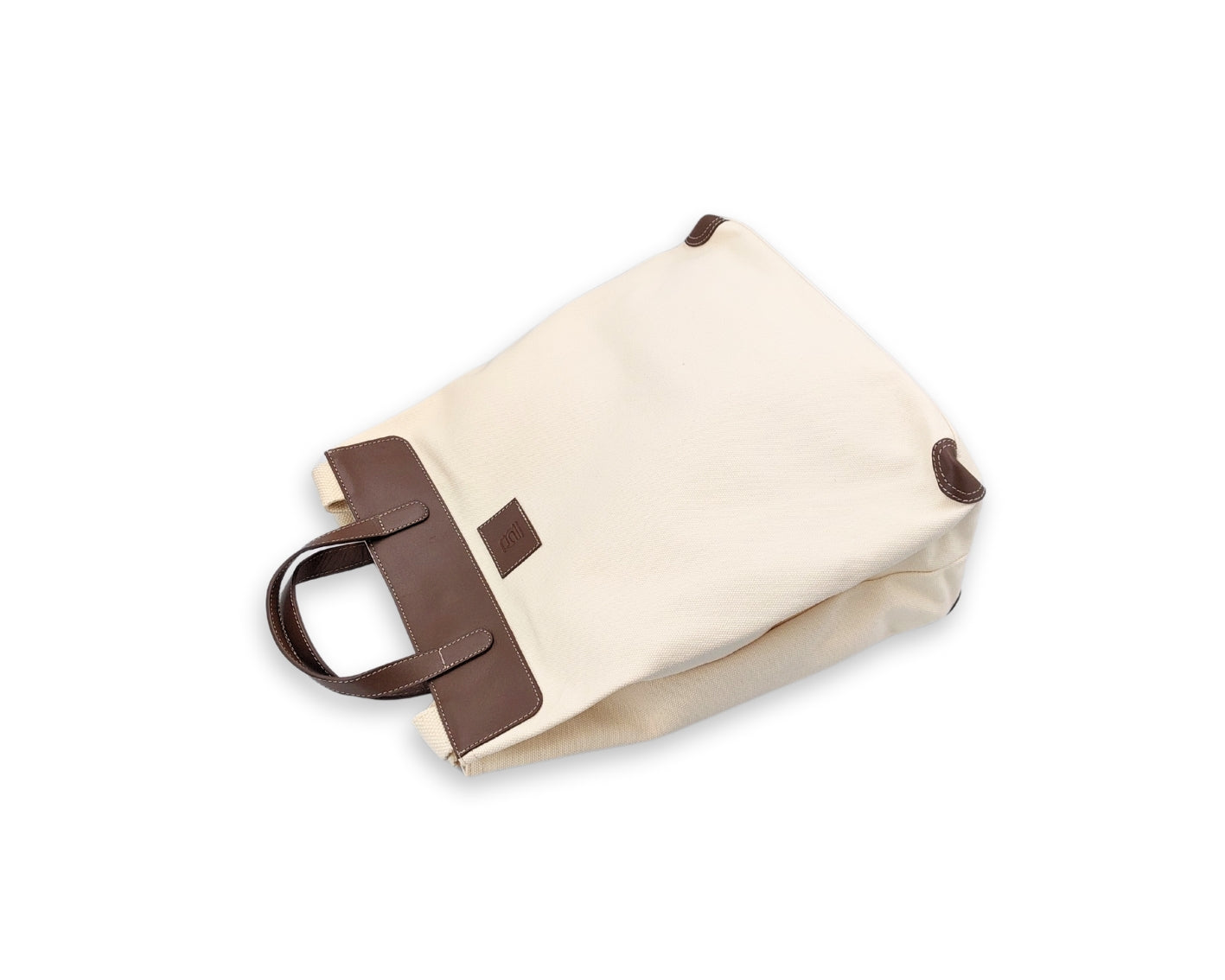 All Day Tote - White Canvas + Tan Leather