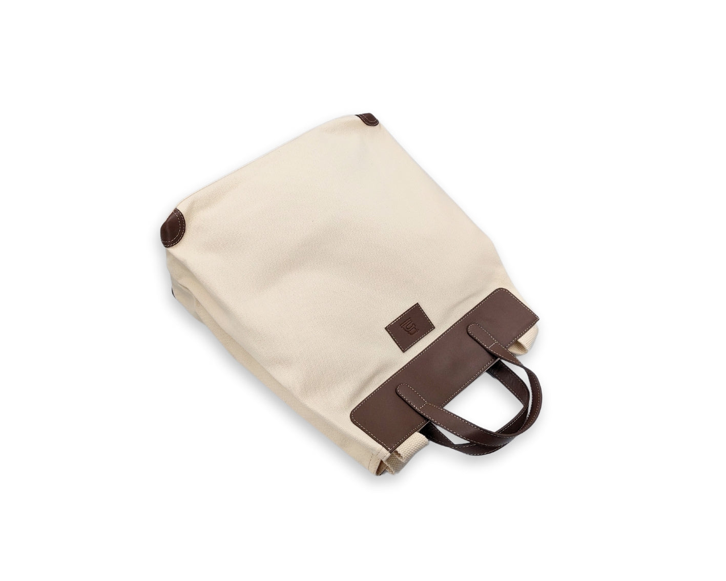 All Day Tote - White Canvas + Tan Leather