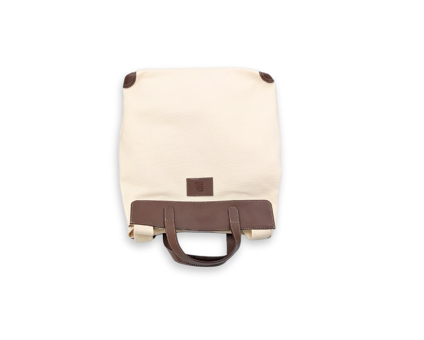 All Day Tote - White Canvas + Tan Leather