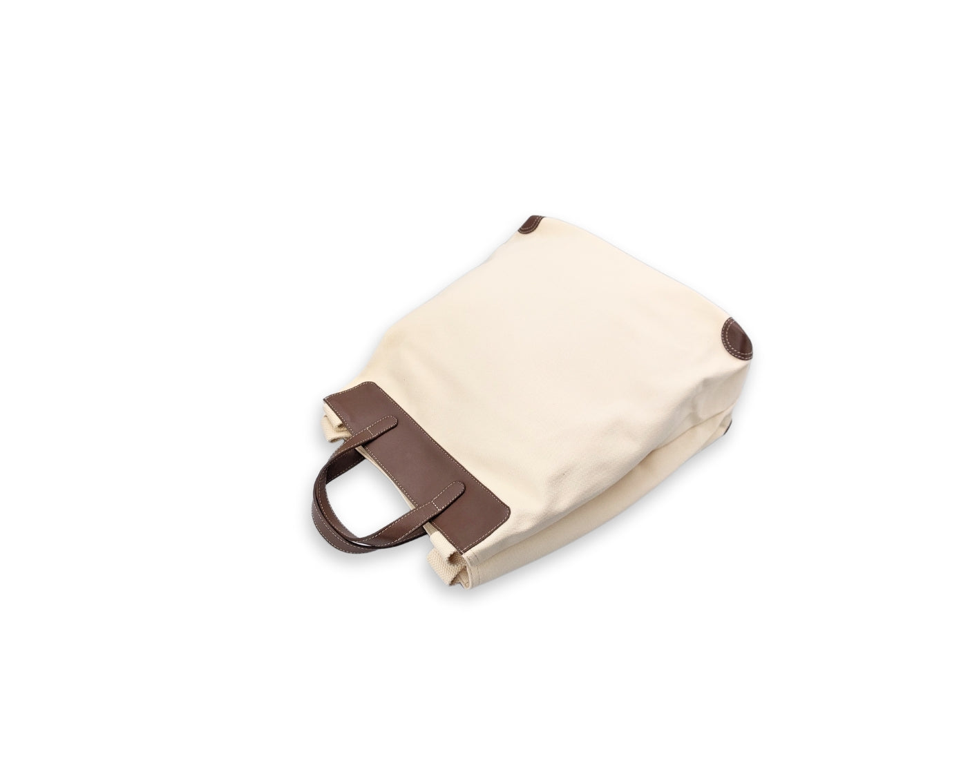 All Day Tote - White Canvas + Tan Leather