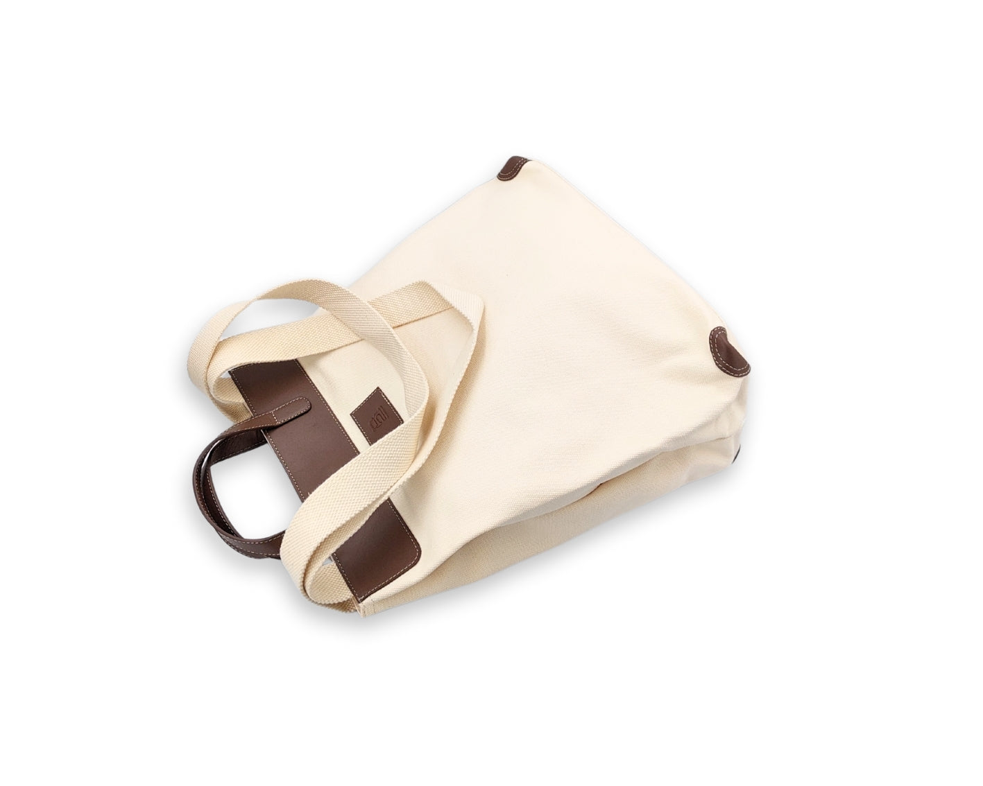 All Day Tote - White Canvas + Tan Leather