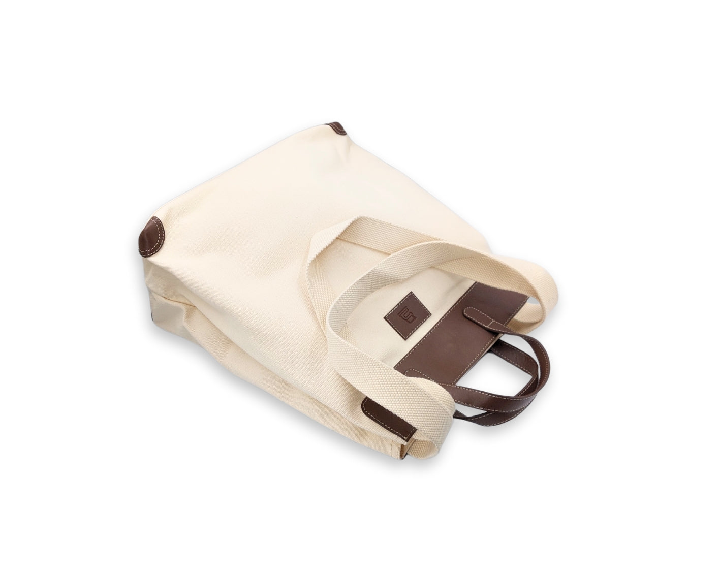 All Day Tote - White Canvas + Tan Leather