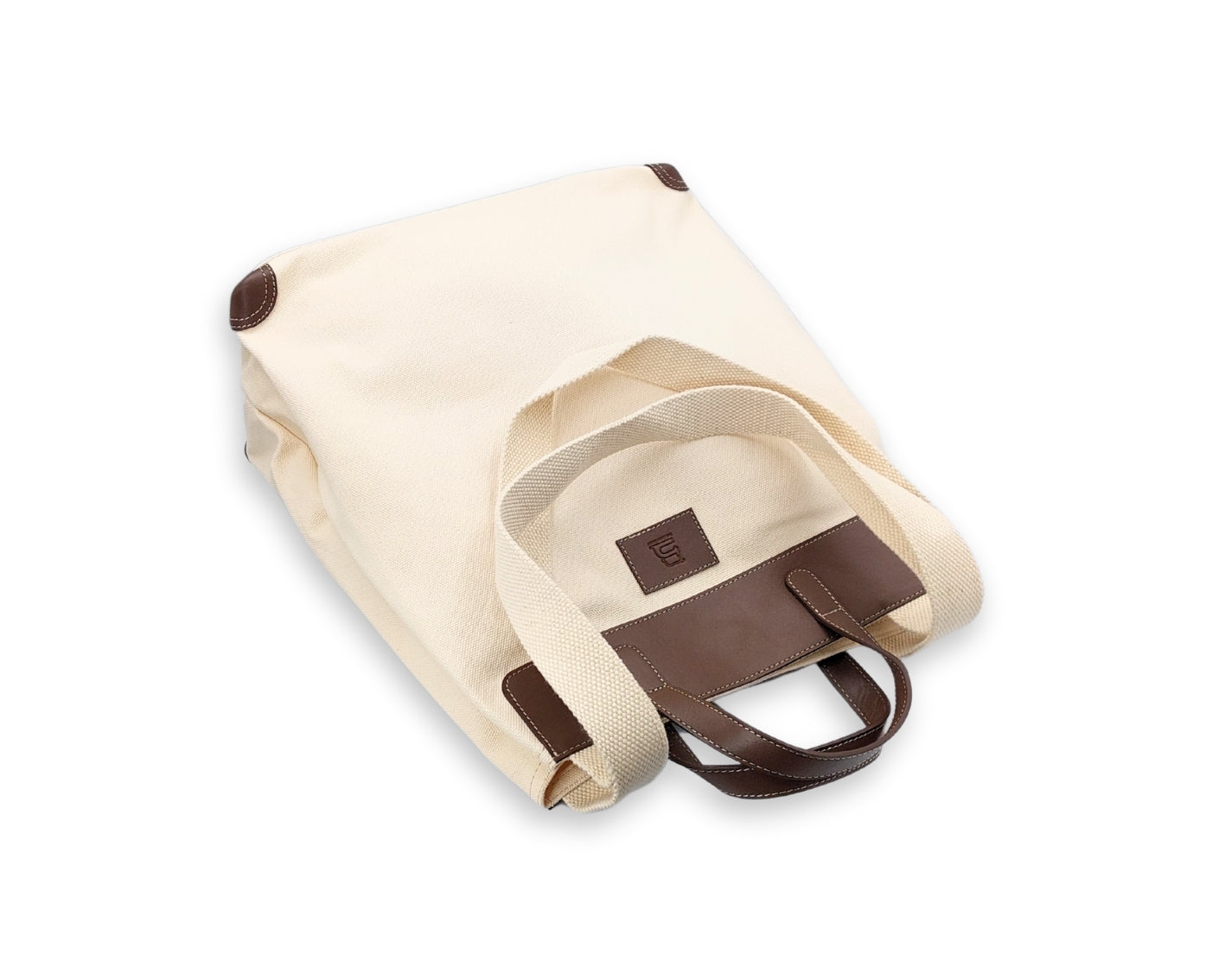All Day Tote - White Canvas + Tan Leather
