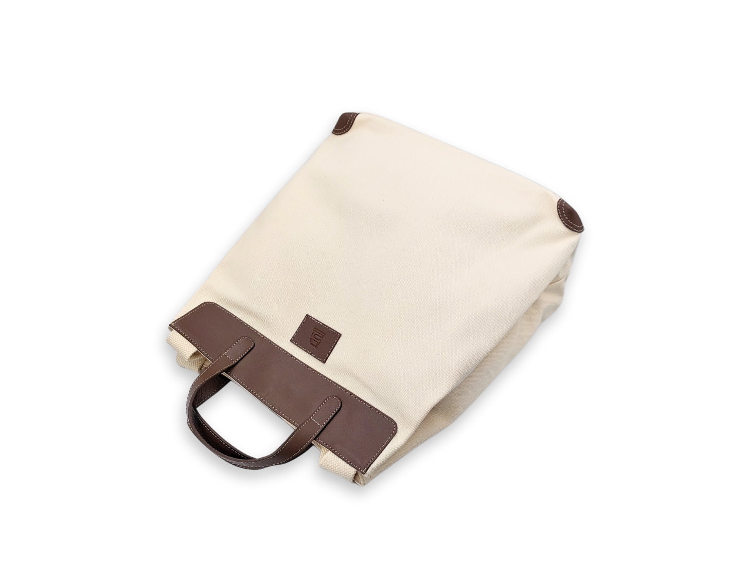 All Day Tote - White Canvas + Tan Leather