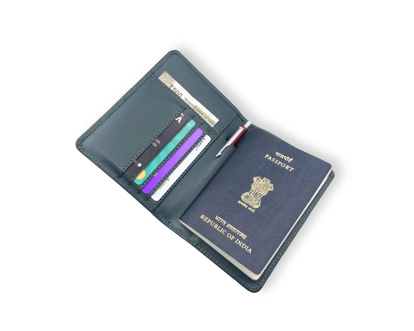 Ashoka Elite Passport Wallet - Green (With Your Name Customisation)