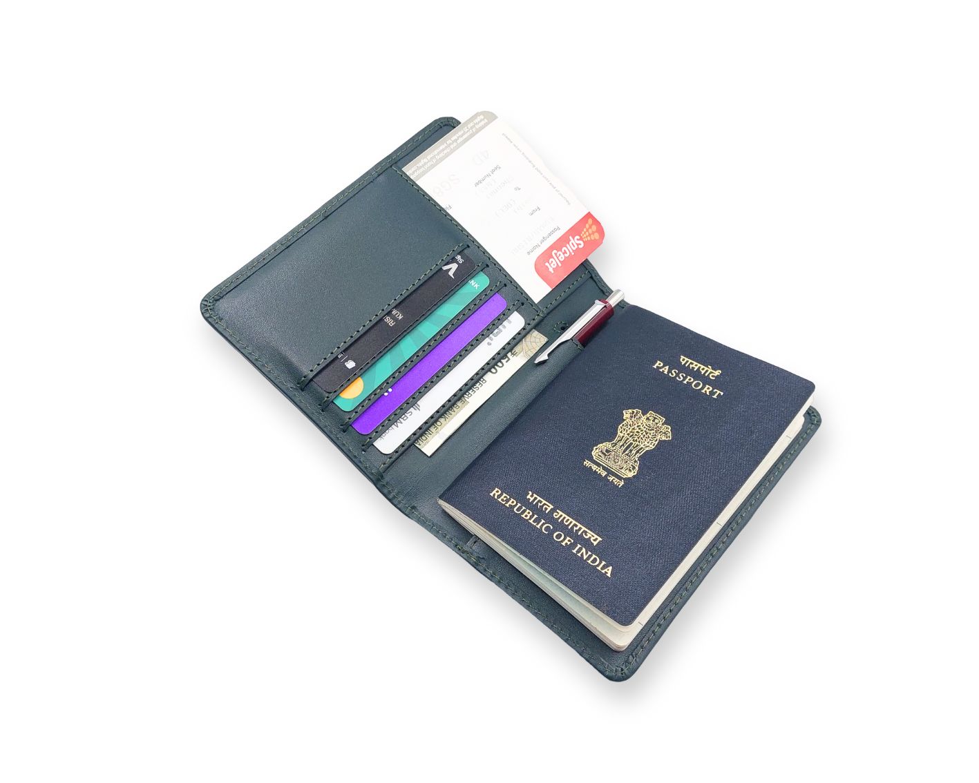 Ashoka Elite Passport Wallet - Green (With Your Name Customisation)