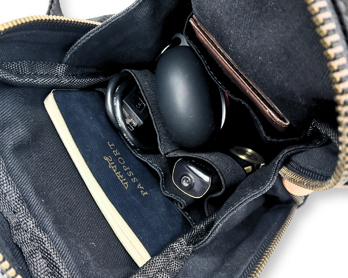 City Sling Bag - Black (Canvas + Leather)