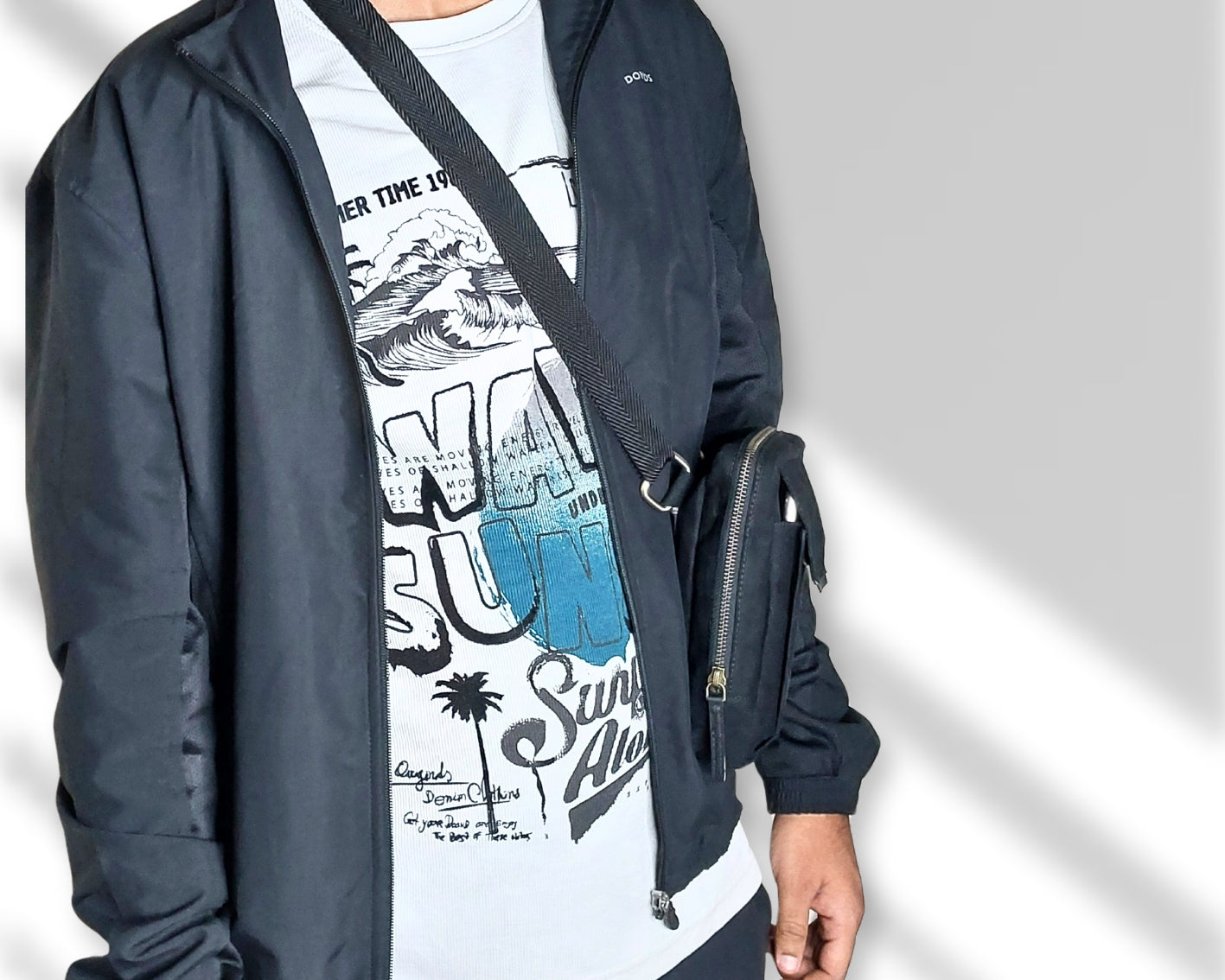 City Sling Bag - Black (Canvas + Leather)