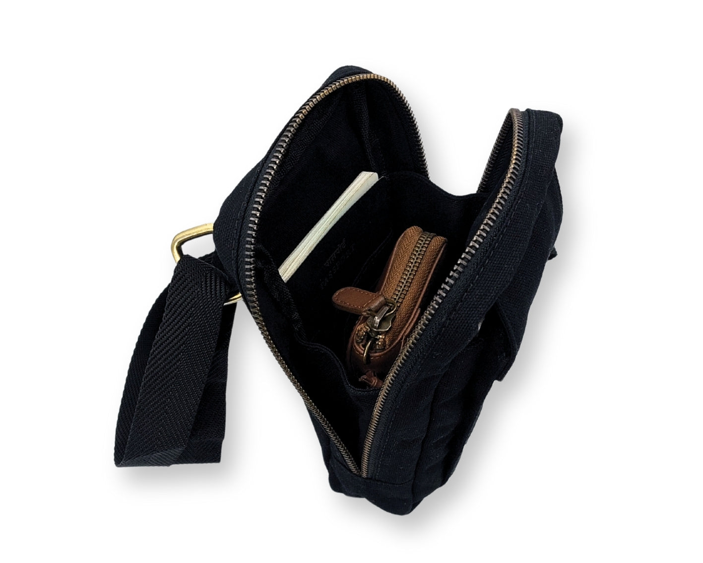 City Sling Bag - Black (Canvas + Leather)