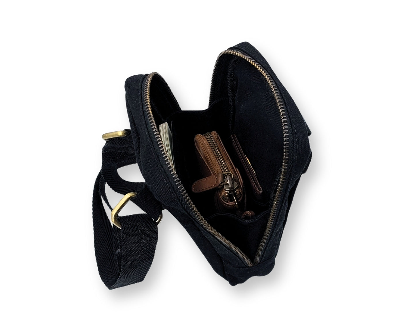 City Sling Bag - Black (Canvas + Leather)