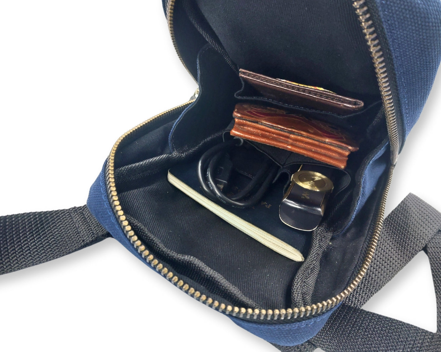 City Sling Bag - Blue (Canvas + Leather)