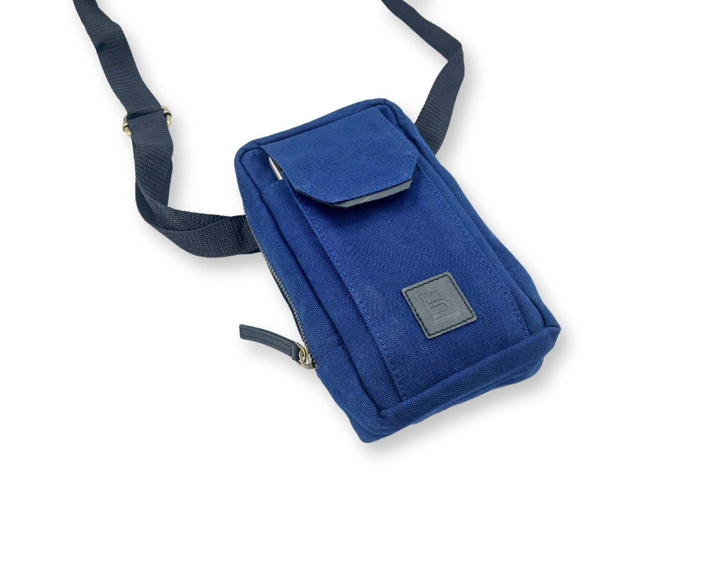 City Sling Bag - Blue (Canvas + Leather)