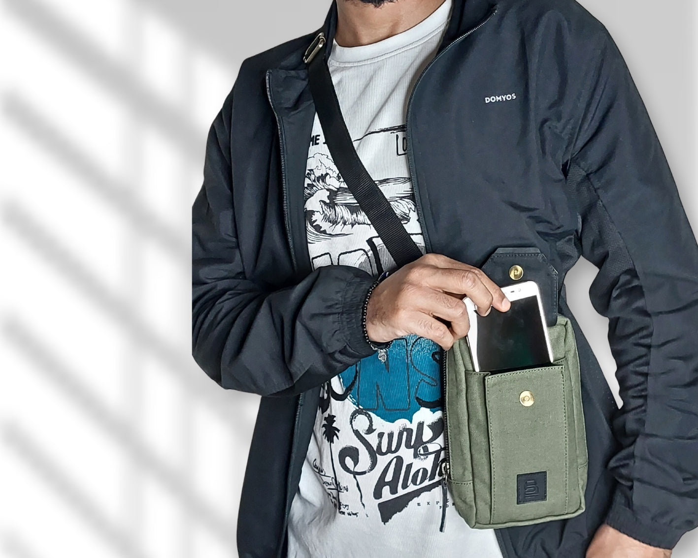 City Sling Bag - Olive (Canvas + Leather)