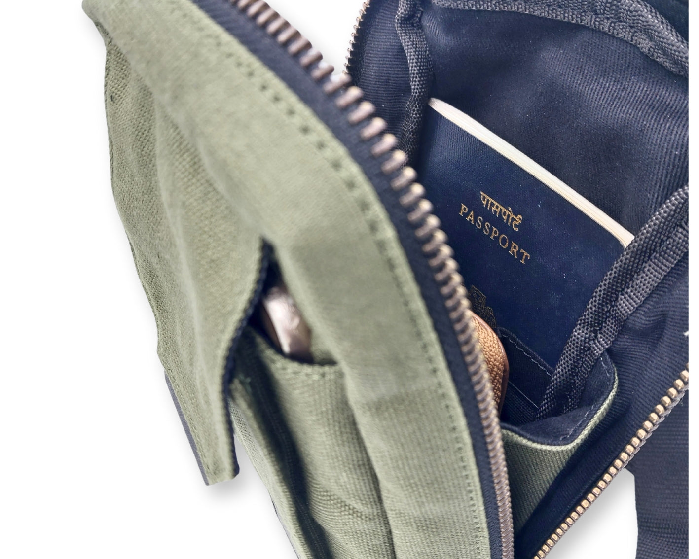 City Sling Bag - Olive (Canvas + Leather)