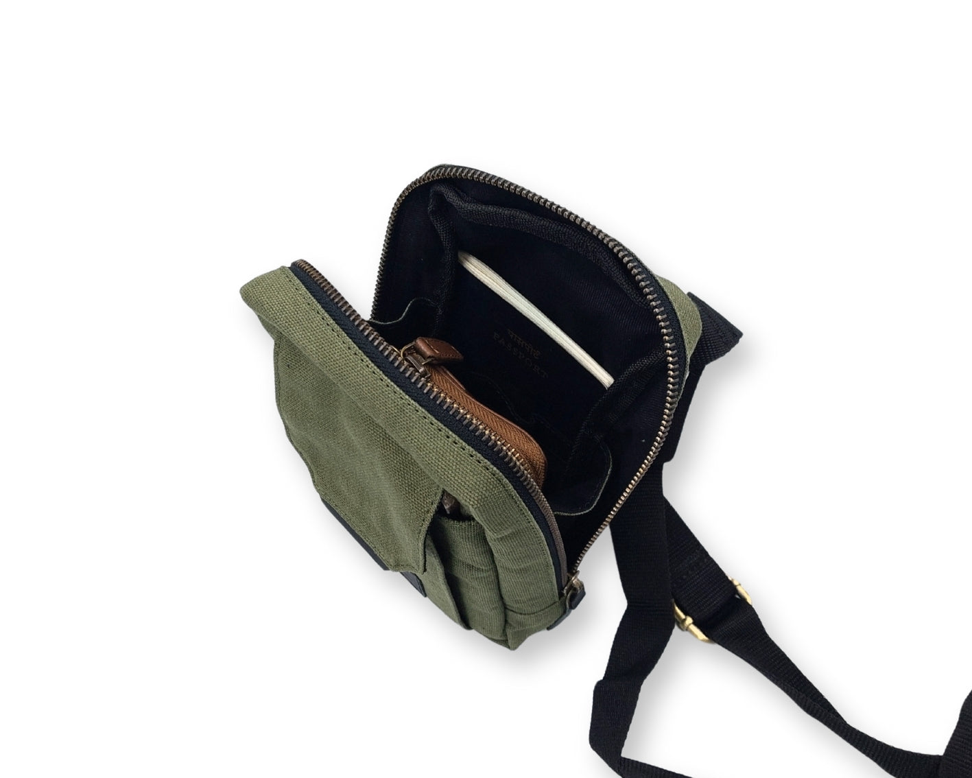 City Sling Bag - Olive (Canvas + Leather)