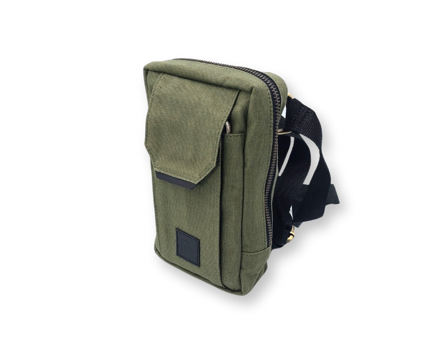 City Sling Bag - Olive (Canvas + Leather)