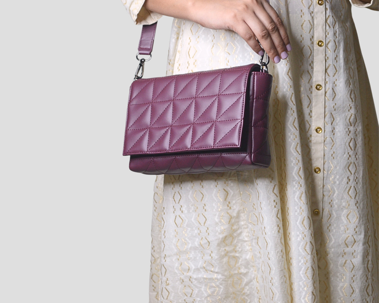 Elina Quilted Sling Bag - WINE