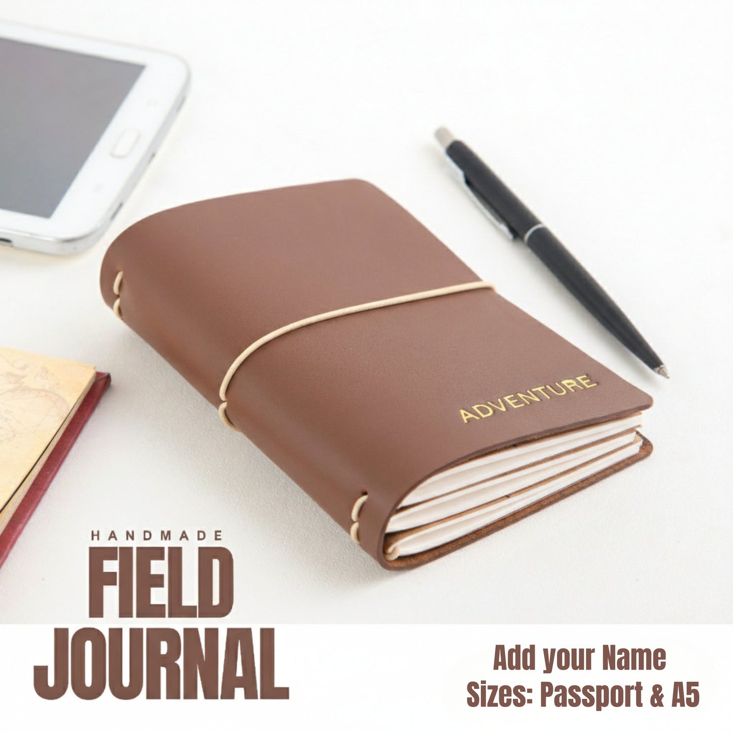 Field Journal - Tan (With your Name Customisation) - The Leather Chef