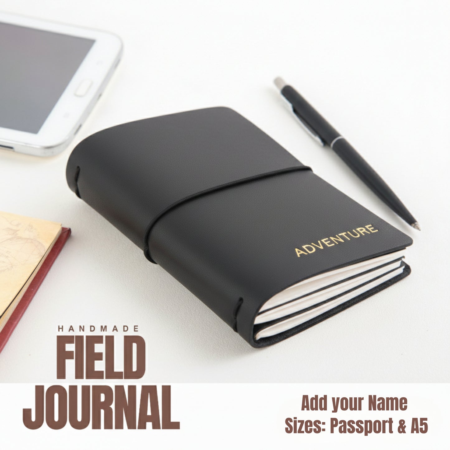 Field Journal - Black (With your Name Customisation) - The Leather Chef